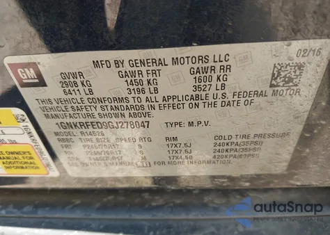 2016 Chevrolet Traverse Ls z USA, uszkodzony, nr VIN 1GNKRFED9GJ278047